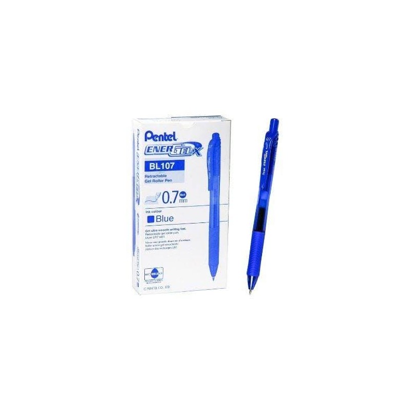 Pentel 100681 - Energel Penna Roller a Scatto 0,7mm Inchiostro Gel Blu 12 pz