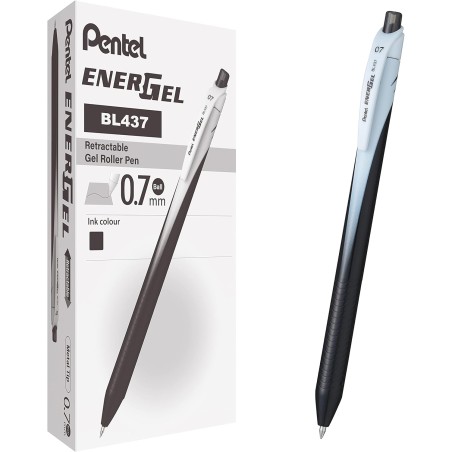 Pentel 103331 - Energel Penna Roller a Scatto 0,7mm Inchiostro Gel Nera 12 pz