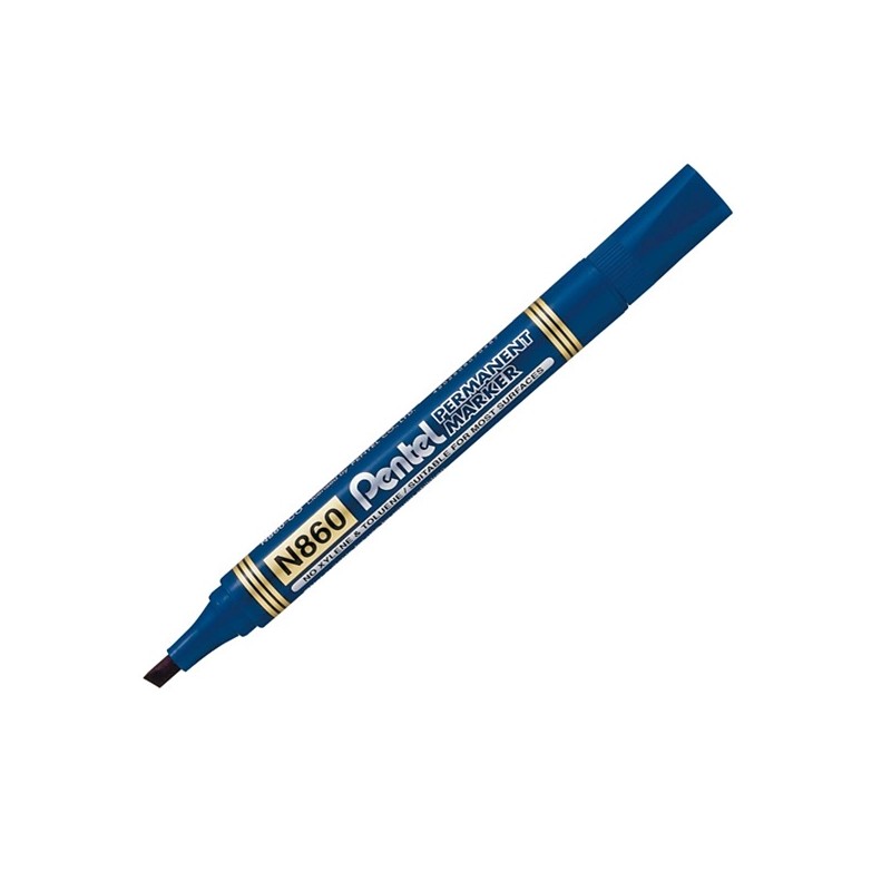 Pentel 7056 - Marcatore Permanent Punta Scalpello Blu Conf.12 pz