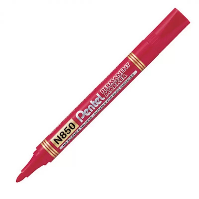 Pentel 7141 - Marcatore Permanent Punta Tonda Rosso Conf.12 pz