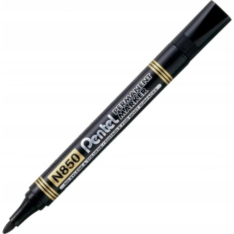 Pentel 7140 - Marcatore Permanent Punta Tonda Nero Conf.12 pz