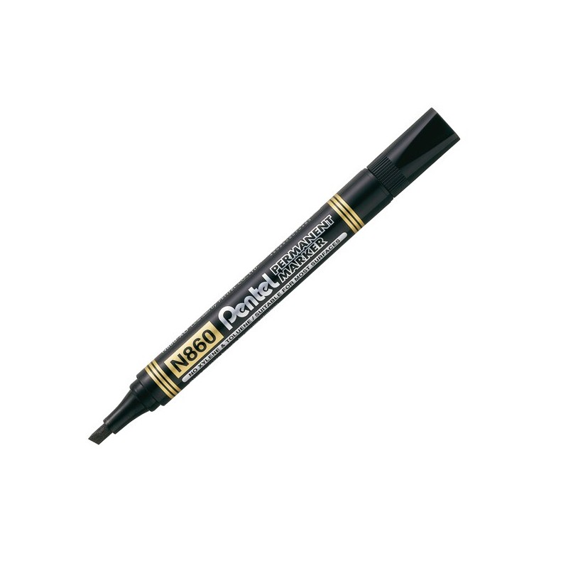 Pentel 7054 - Marcatore Permanent Punta Scalpello Nero Conf.12 pz