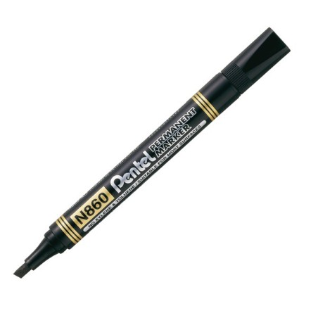Pentel 7054 - Marcatore Permanent Punta Scalpello Nero Conf.12 pz