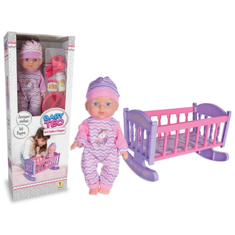 Teorema 80459 - Baby Teo Bambolotto con Culla e Accessori
