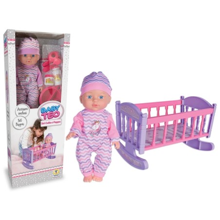 Teorema 80459 - Baby Teo Bambolotto con Culla e Accessori