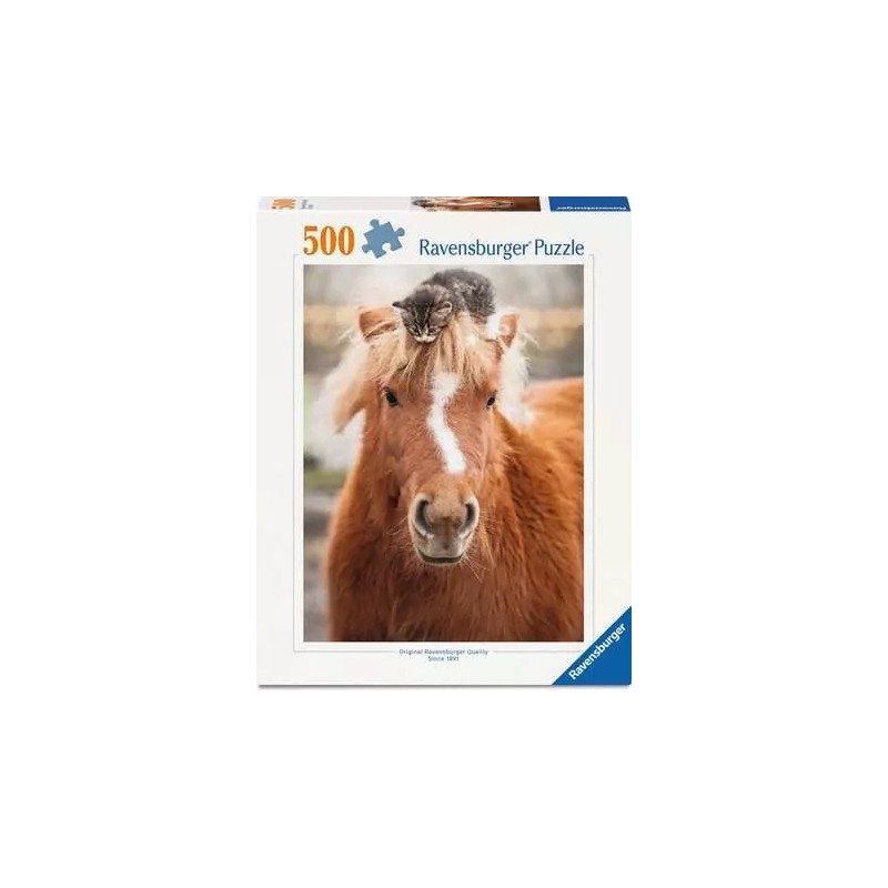 Ravensburger 1901 - Puzzle 500 Pezzi - Cuccioli Gatto e Cavallo