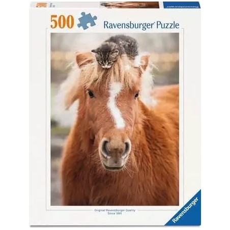 Ravensburger 1901 - Puzzle 500 Pezzi - Cuccioli Gatto e Cavallo