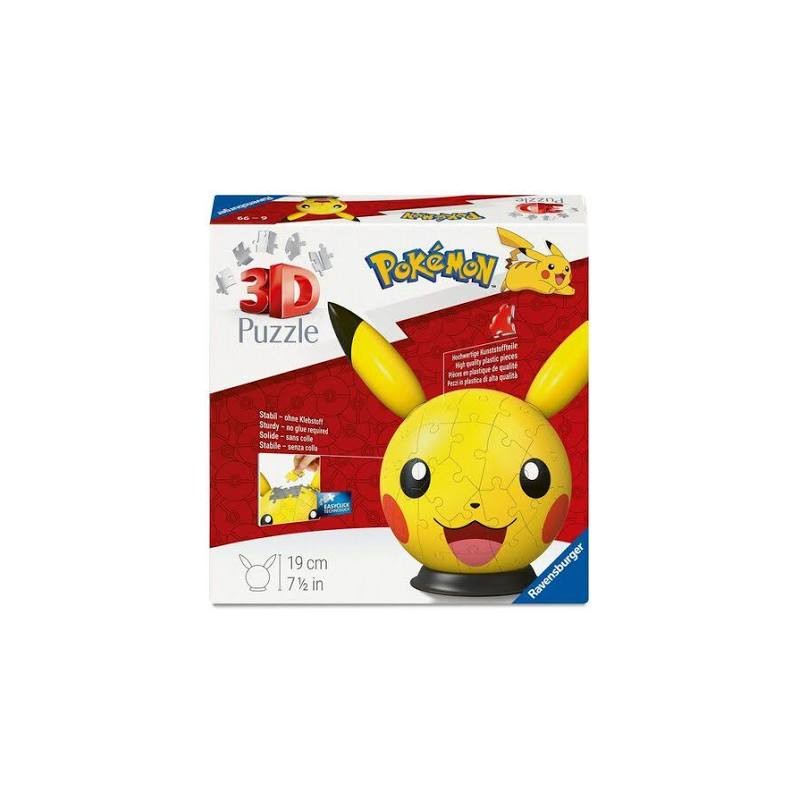 Ravensburger 8076 - 3D Puzzle - Pikachu Con Orecchie 73 pz