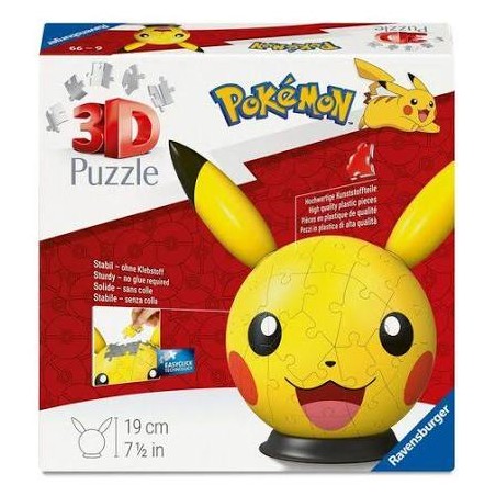 Ravensburger 8076 - 3D Puzzle - Pikachu Con Orecchie 73 pz