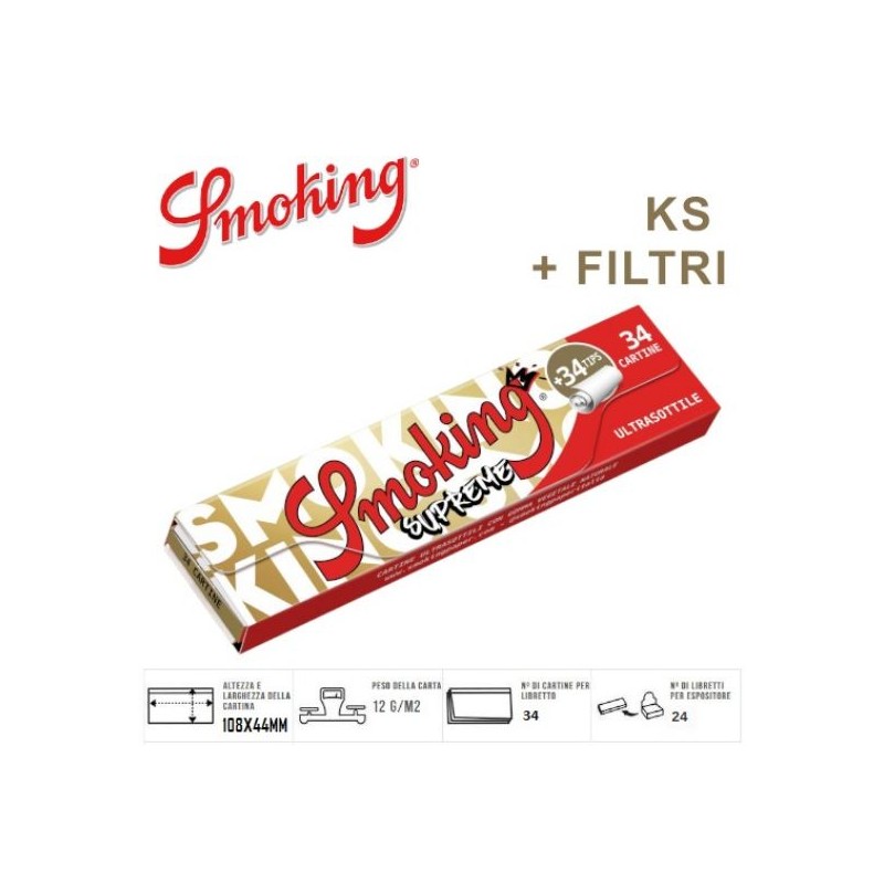 Smoking 2509 - Cartine Smoking King Size Supreme kit con Filtri Conf.24 Libretti