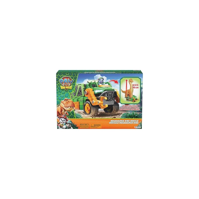 Spin Master 6075939 - Paw Patrol - The Dino Movie Megasaurus Dino veicolo con Dinosauro Gonfiabile 76,2 cm e Rocky