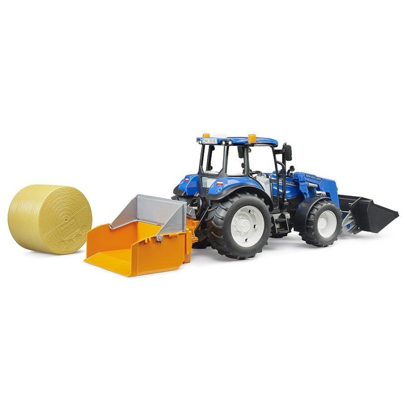 Bruder 2187 - Trattore New Holland T5.120 con Benna e Balla Fieno