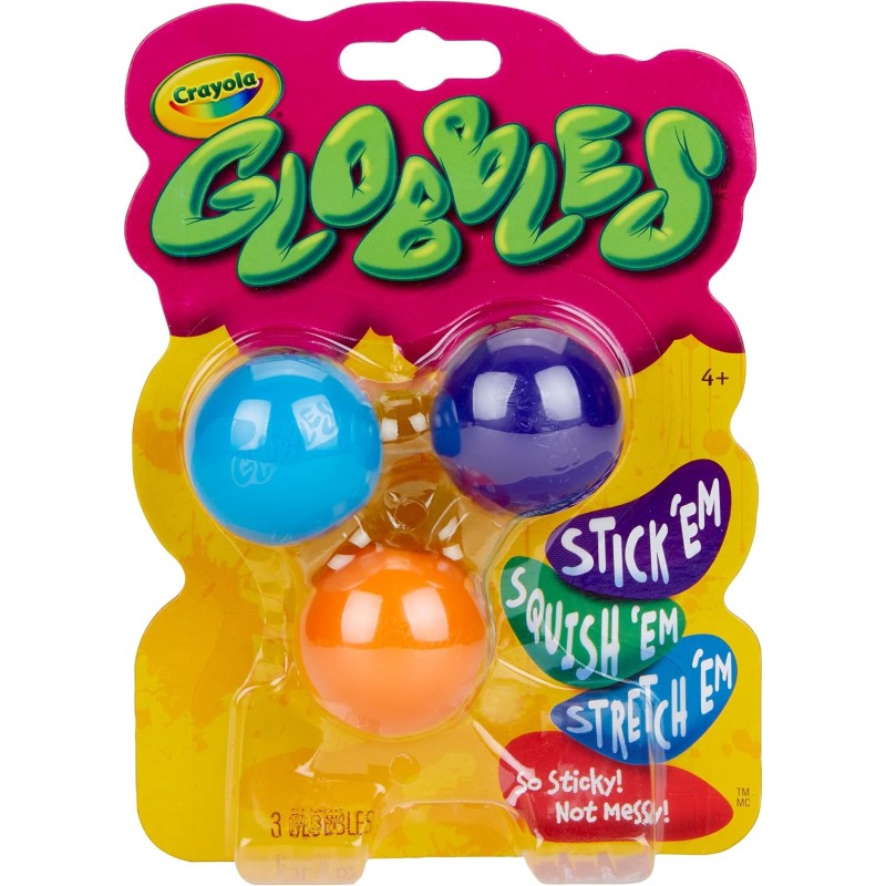 Crayola 7291 - Globbles Palline Sensoriali Appiccicose Antistress Squish Ball 3 pz