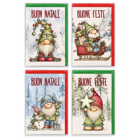 Blue 616 - Biglietti Buon Natale Gnomi Conf.12 pz