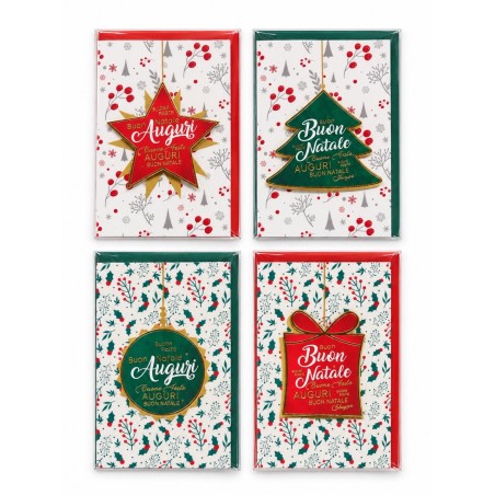 Blue 610 - Biglietti Buon Natale in Rilievo Conf.12 pz