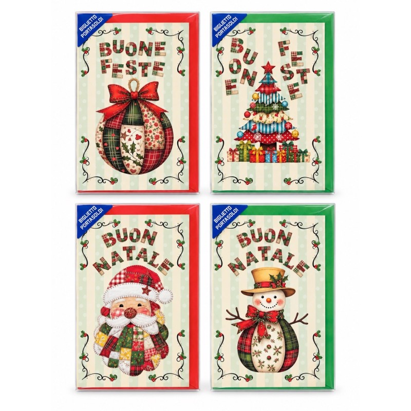 Blue 612 - Biglietti Buone Feste con Portasoldi Conf.12 pz