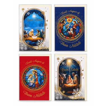 Blue 419 - Biglietti Auguri Natale Religiosi Conf.12 pz