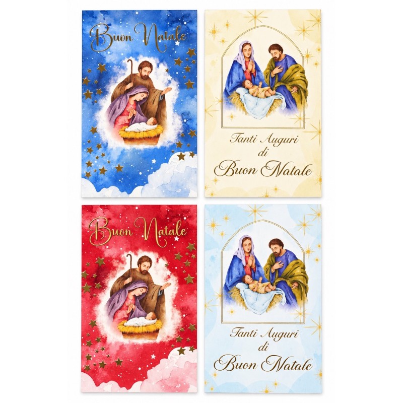 Blue 530 - Biglietti Auguri Natale Religiosi 9x14 Conf.48 pz