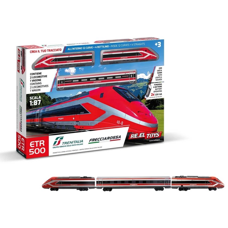 Reel Toys 347 - Treno Frecciarossa ETR 500E Rosso e Nero Scala 1:43 a Batteria