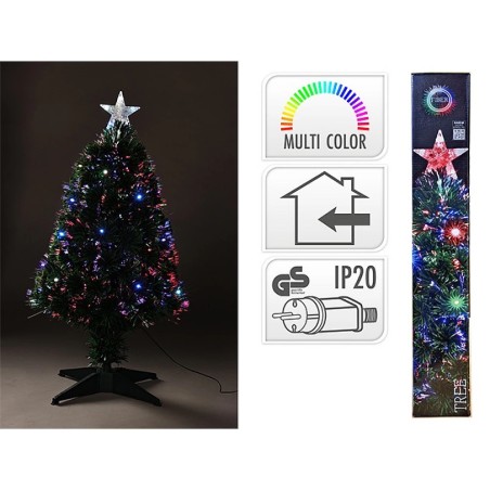 Koopman AFB000130 - Albero di Natale Decorativo In Fibra Ottica Multicolore 90 Cm