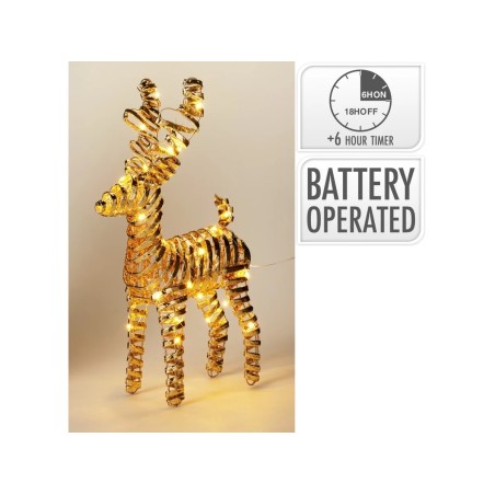 Koopman AMZ141590 - Renna Natalizia 37 cm con Led Oro A Batteria