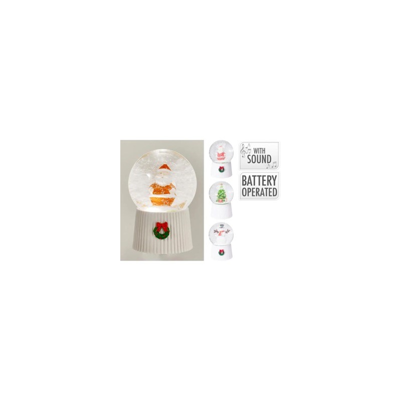 Koopman ABL100010 - Sfera Neve Natalizia 15 cm con Suono a Batteria Ass