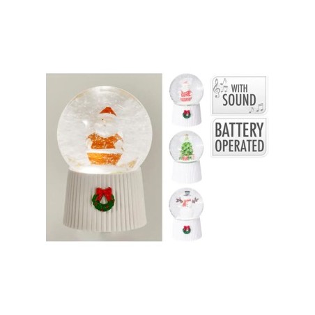 Koopman ABL100010 - Sfera Neve Natalizia 15 cm con Suono a Batteria Ass