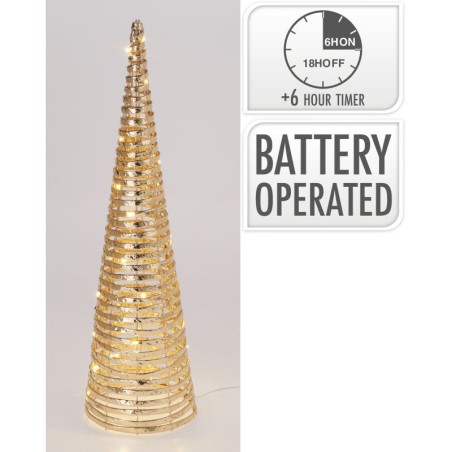 Koopman AMZ141510 - Albero Cono Oro 40 Led 60 cm a Batteria