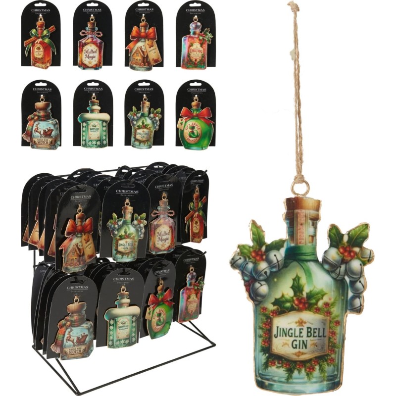 Koopman A83100110 - Pendente Natalizio Bottiglie di Liquore 10 cm Ass