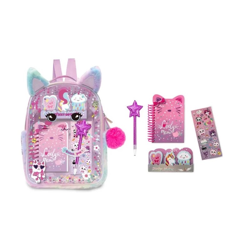 Teorema 81429 - Zaino Bambina Kitty con Set Cancelleria e Kit Creativo