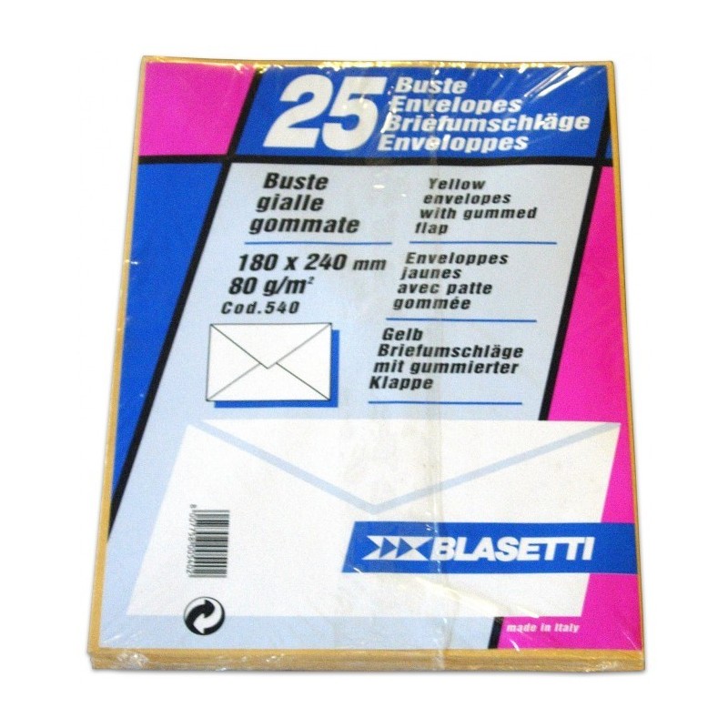 Blasetti 540 - Buste Gialle Posta 80g 18 x 24 cm Conf.25 pz