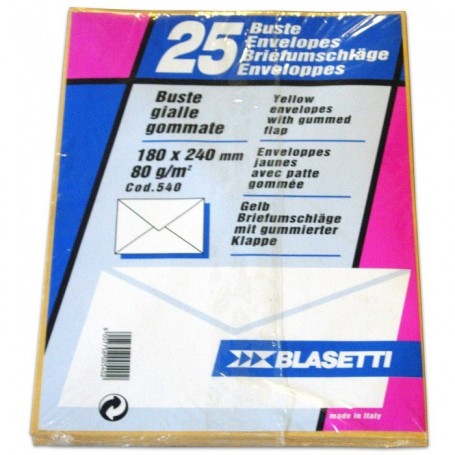 Blasetti 540 - Buste Gialle Posta 80g 18 x 24 cm Conf.25 pz