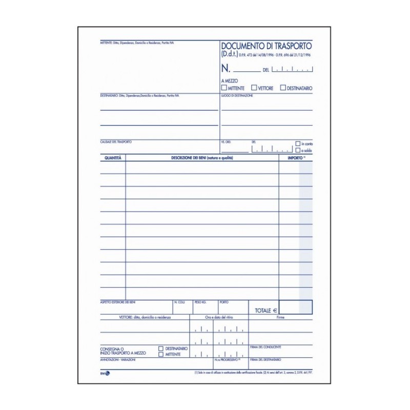 Bm 270.3 - Documento Di Trasporto Triplice Copia