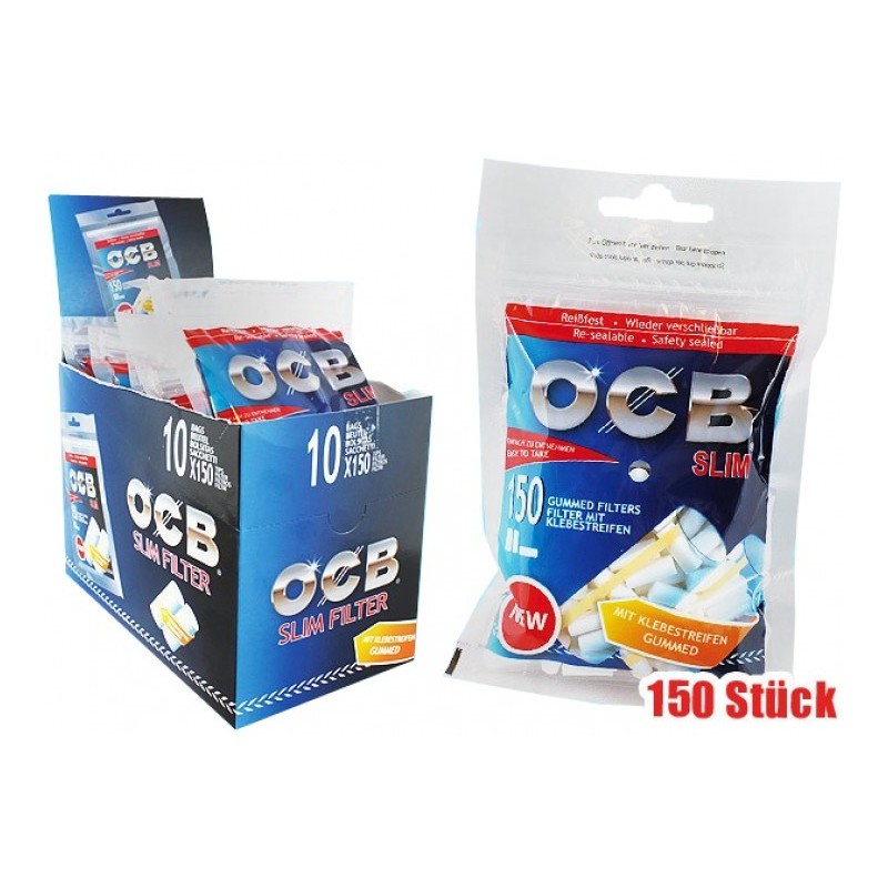 Ocb 9610 - Confezione 10 Bustine Da 150 Filtri Ocb Slim Gommati