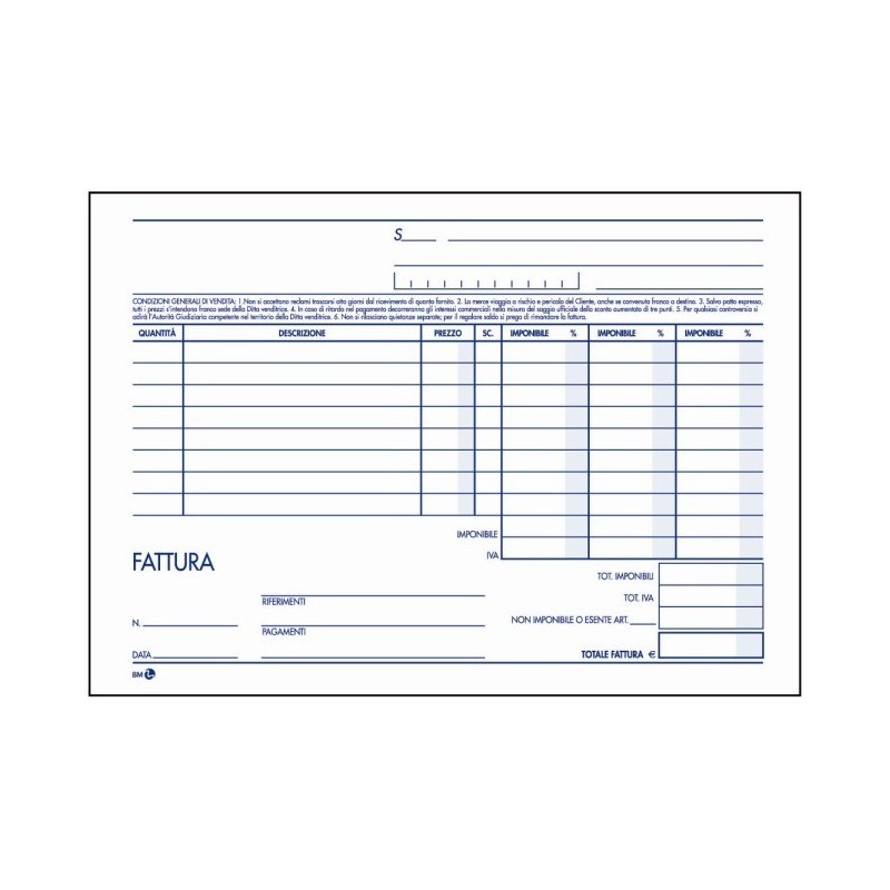 Bm 905 - Blocco Fatture a 3 Aliquote Duplice Copia