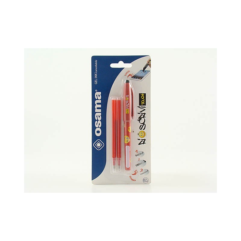 Osama 973 - Penna Gel Cancellabile Rossa Con 2 Refill