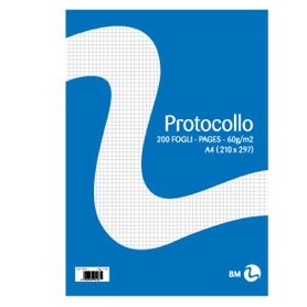 Bm 100261 - Fogli Protocollo A4 Rigatura 4mm 60gr. Cf.20 pz.