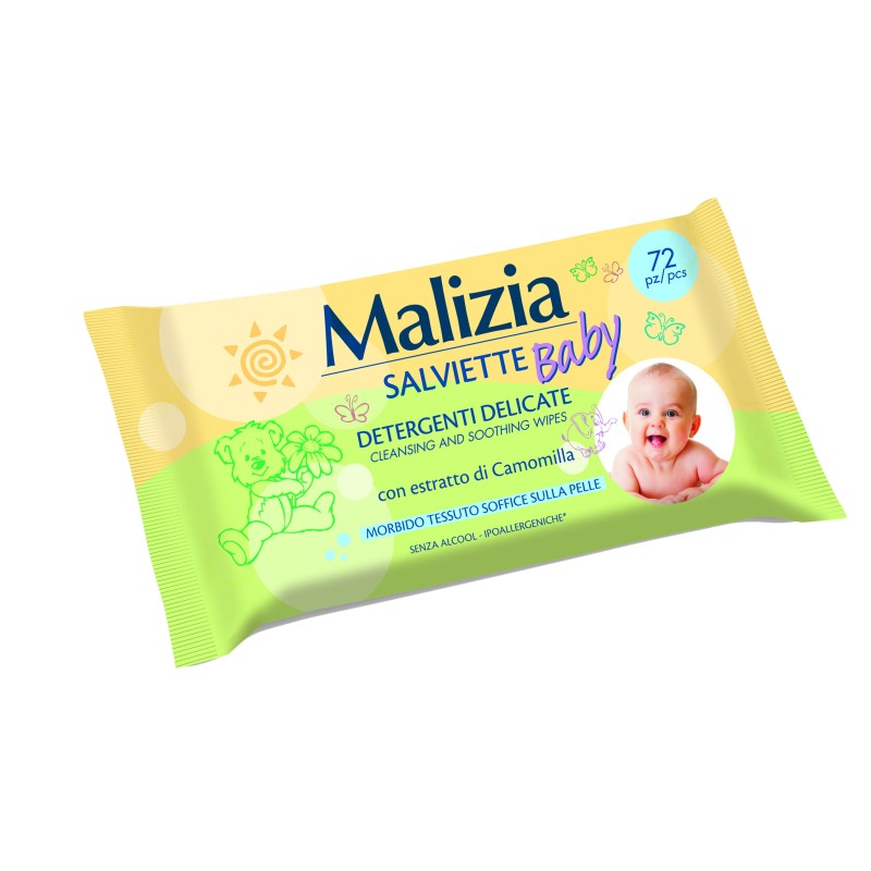Malizia 184460 - Salviette Baby Delicate con Camomilla 72 pz