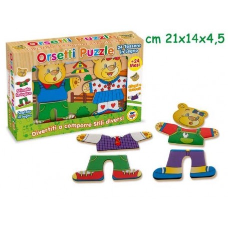 Teorema 40474 - Puzzle Orsetti Funny Doppio in Legno 24 pz.